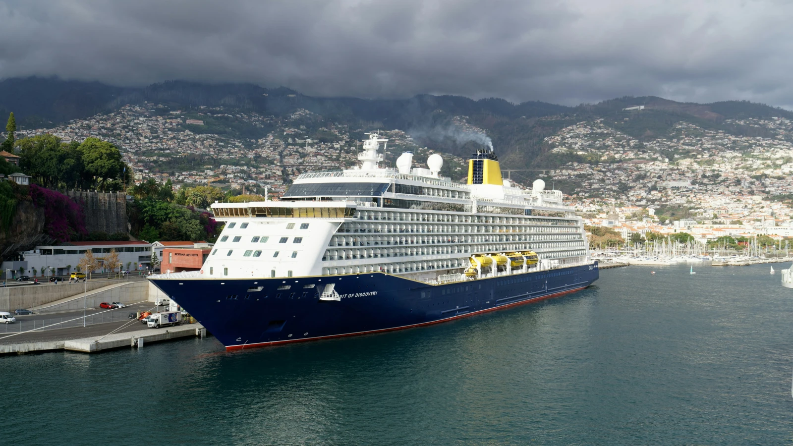 Funchal harbour with cruise ship - gateway to exploring Madeira by rental car